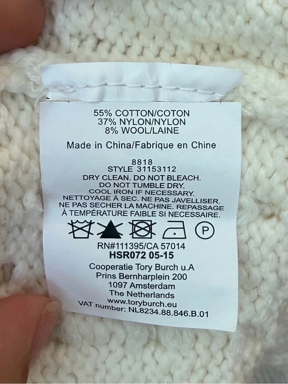 Tory Burch Textured Cable Knit Cardigan in Ivory